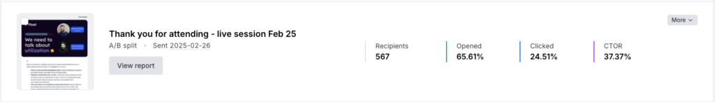 Screenshot of emails from we need to talk about utilization session